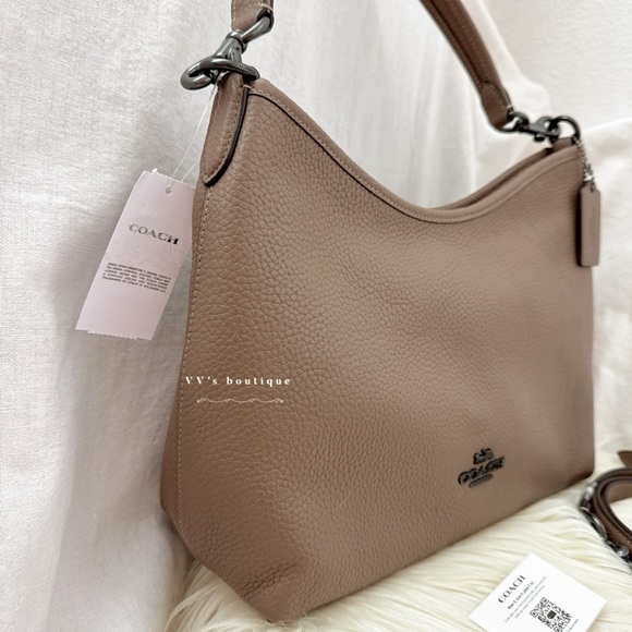 NWT Coach Laurel Shoulder Bag Soft Pebble Leather Dark Stone Taupe Brown CR148 - Picture 7 of 13